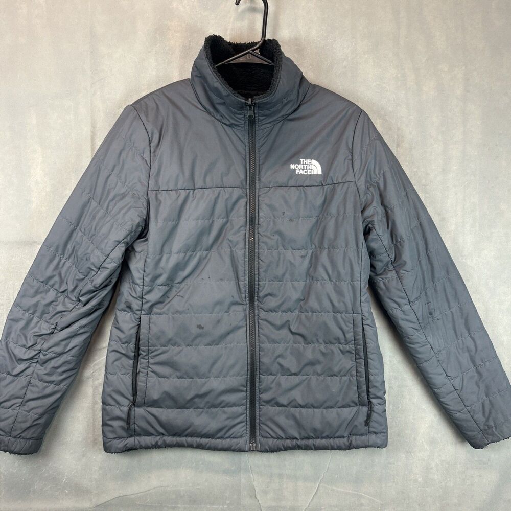 The North Face Women's Med Black Reversible Fuzzy/Puffer Jacket - Picture 6 of 13